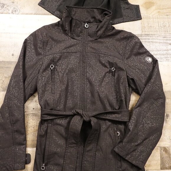 Calvin Klein Women's Softshell Belted Jacket Water Resistant Windbreaker Small - Picture 2 of 16